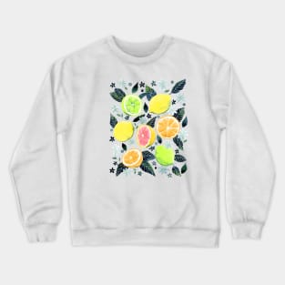 Assorted Watercolor Citrus Pattern - Green Crewneck Sweatshirt